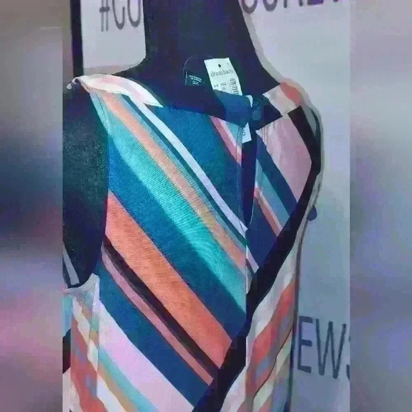 Dress Barn Roz and Ali striped multicolored sleeveless extra small dress Soft. - Picture 4 of 7